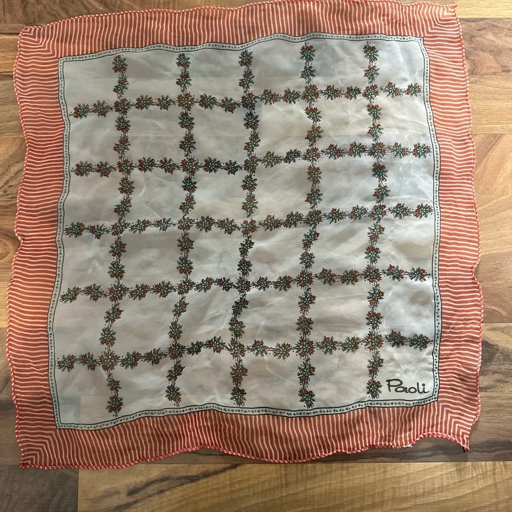 Vintage Paoli Striped and Floral Scarf